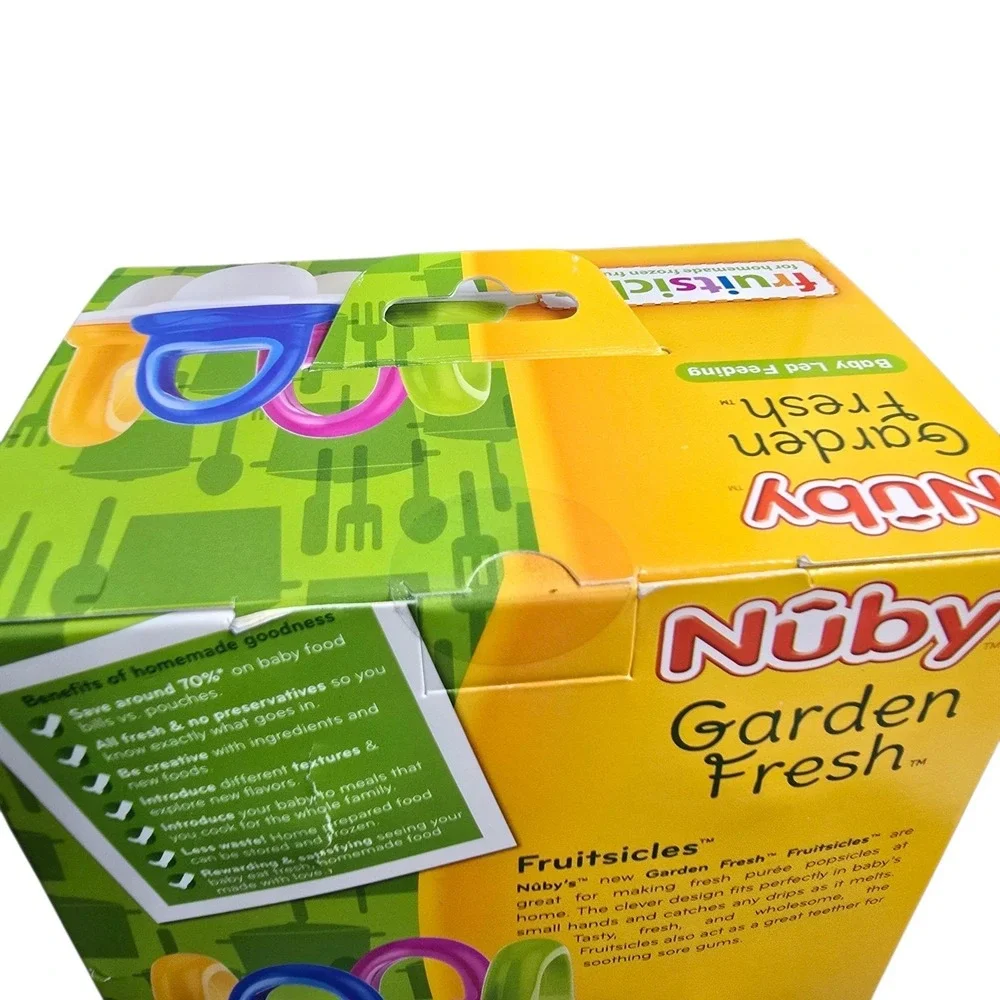 Nuby Garden Fresh Fruitsicle Frozen Pop Tray Teething Multicolored BPA‎ Free NEW